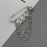 Star Charm Safety Pin Brooch