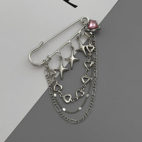 Star Charm Safety Pin Brooch