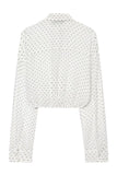 Tie-Waist Button-Front Long Sleeve Blouse