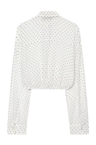 Tie-Waist Button-Front Long Sleeve Blouse