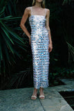 Sequin Spaghetti Strap Midi Dress