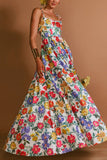 Floral Halter Tie-Back Maxi Dress