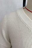 V-Neck Ribbed Peplum Sweater
