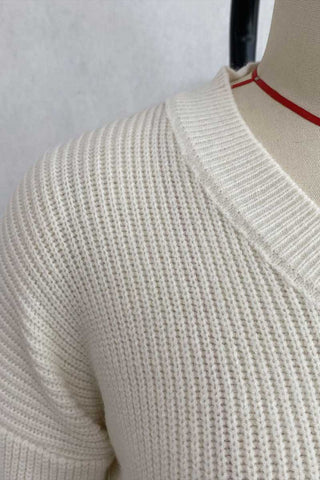 V-Neck Ribbed Peplum Sweater