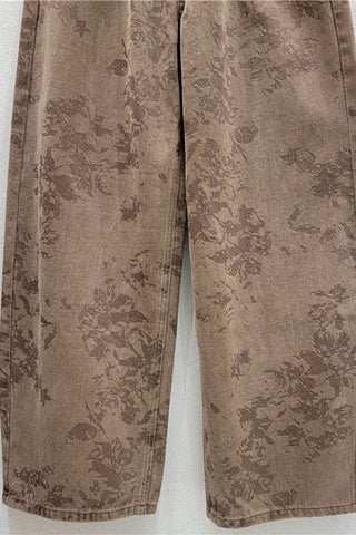Floral Print High-Waist Barrel Jeans