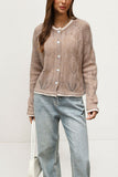 Pointelle Knit Button-Front Cardigan