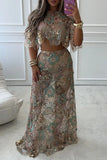 Floral Detail Skirt Set