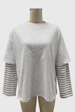 Striped Sleeve Crew Neck Oversized T-Shirt