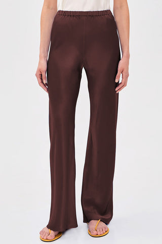 Satin Smocked Waist Wide-Leg Casual Pants