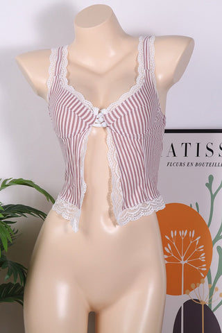 Lace-Trim Striped Camisole