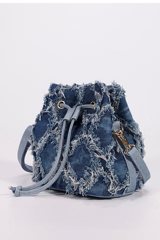 Distressed Drawstring Bucket Bag