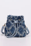 Distressed Drawstring Bucket Bag