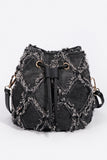 Distressed Drawstring Bucket Bag