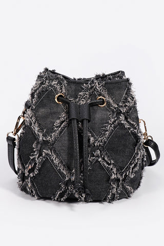 Distressed Drawstring Bucket Bag