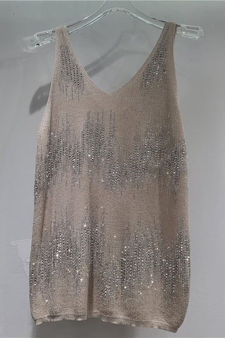 Sequin V-Neck Sleeveless Tank