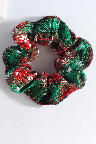 Plaid Snowflake Print Scrunchie