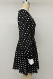 Polka Dot Contrast Collar Long Sleeve Mini Dress