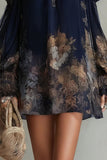 Floral Cold Shoulder Puff Sleeve Mini Dress