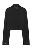 Tie-Waist Button-Front Long Sleeve Blouse