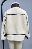 Contrast Trim Zip-Up Sherpa Jacket