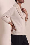 Faux Fur Collar Button-Front Knit Cardigan