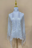 Open-Knit Fringe-Detail Top