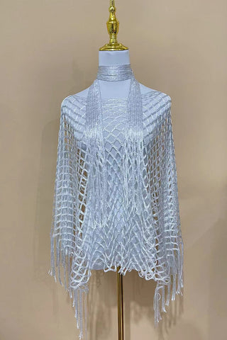 Open-Knit Fringe-Detail Top