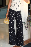 Polka Dot Wide-Leg Casual Pants