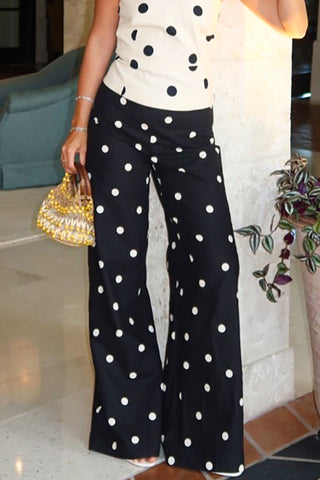 Polka Dot Wide-Leg Casual Pants