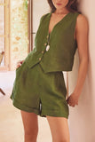 Stylish Button-Front Short Set