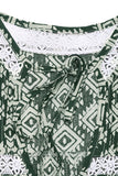 Geometric Print V-Neck Blouse