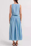 Striped Two-Piece Skirt Set