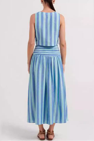 Striped Two-Piece Skirt Set