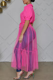 Sheer Overlay Casual Dress