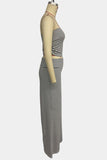 Striped Tube Top and Wide-Leg Pants Set