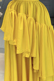 Ruffled Bow-Shoulder Casual Dress