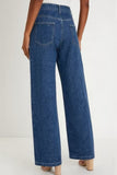 Button-Accent Wide Leg Jeans
