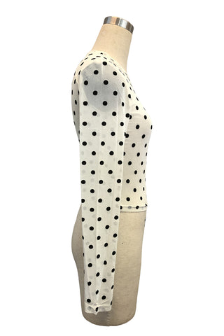 Long Sleeve Sheer Polka Dot Top