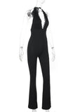 Halter-Neck Lace Bust Jumpsuit
