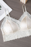 Lace Trim Satin Spaghetti Strap Bralette