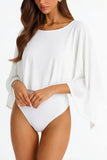 One-Shoulder Flutter Sleeve Bodysuit