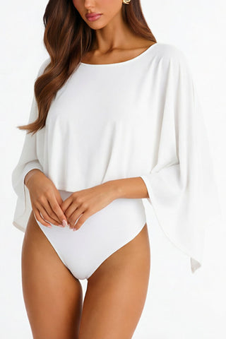 One-Shoulder Flutter Sleeve Bodysuit