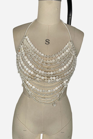 Beaded Layered Halter Tank Top