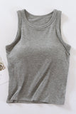 Ribbed Crew Neck Built-In Tank