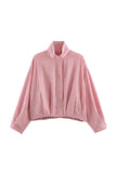 Plaid Mock Neck Long Sleeve Jacket
