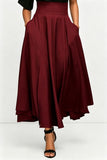 High-Waist Pleated A-Line Midi Skirt