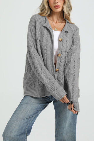 Cable Knit Button-Front Cardigan
