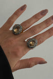 Faceted Stone Beaded Border Ring