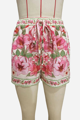 Floral Drawstring Casual Shorts