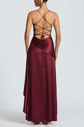 Ruffle High-Low Spaghetti Strap Casual Dress
